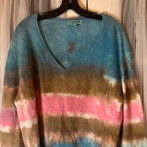love tanjane cashmere V-Neck Sweater Women’s Medium Tie Dyed